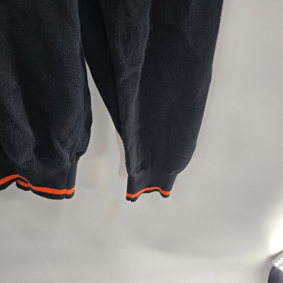 Giorgio Di Mare Yachting LOGO Black Orange Trim V-Neck 100% Cotton Long Sleeve - Picture 5 of 14